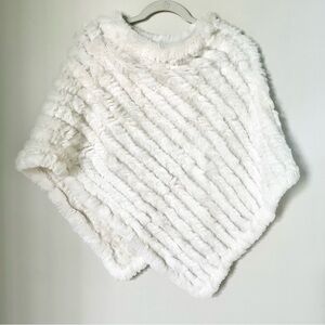 Diana Rosh fur poncho white wedding evening black tie